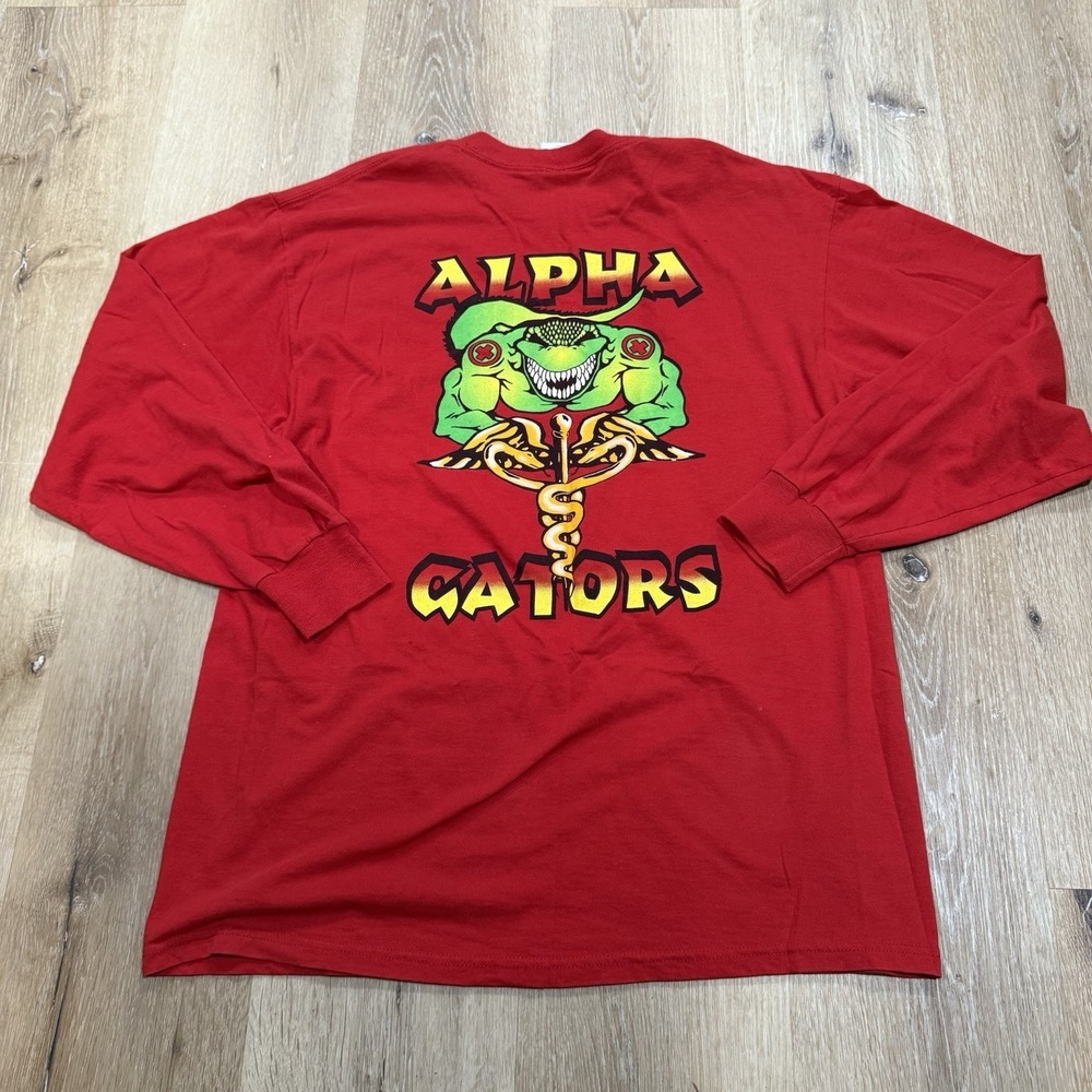 ALPHA GATORS SOLDIER MEDIC MILITARY MEDIC SHIRT LARGE VINTAGE JERZEES TAG Read